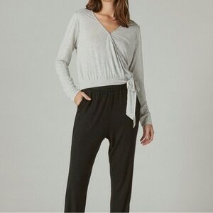 NWT Lucky Brand Heather Gray Sandwash Surplice Top